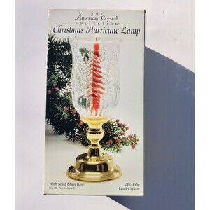 The American Collection Crystal Christmas Hurricane Lamp 24% fine Lead Crystal